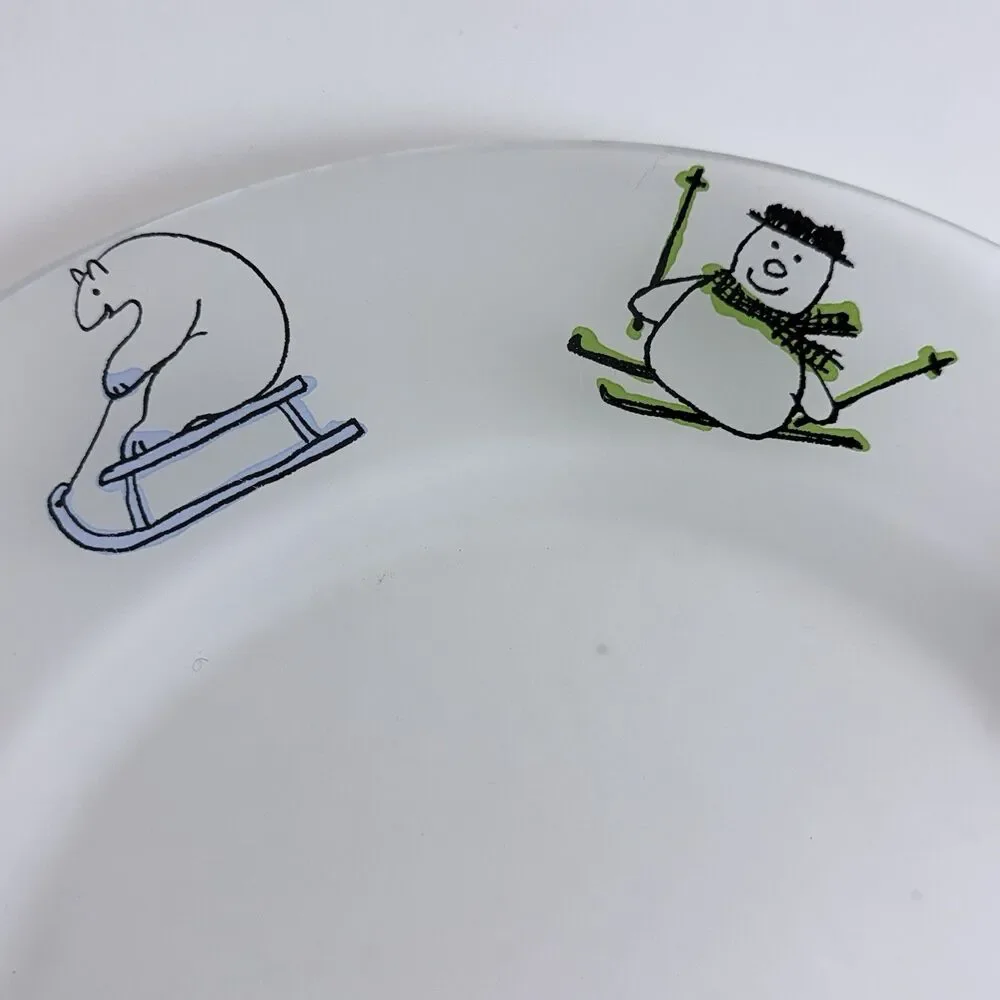 Vintage Dartington Designs Frosted Glass Holiday Winter Christmas Platter 80s